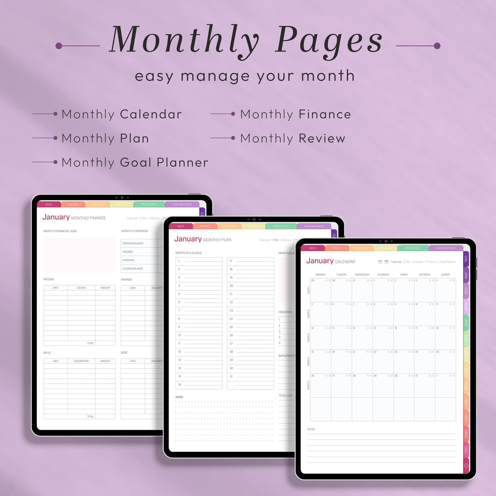 2026 Digital Planner Portrait for iPad, Hyperlinked PDF for GoodNotes & Notabili - image 5