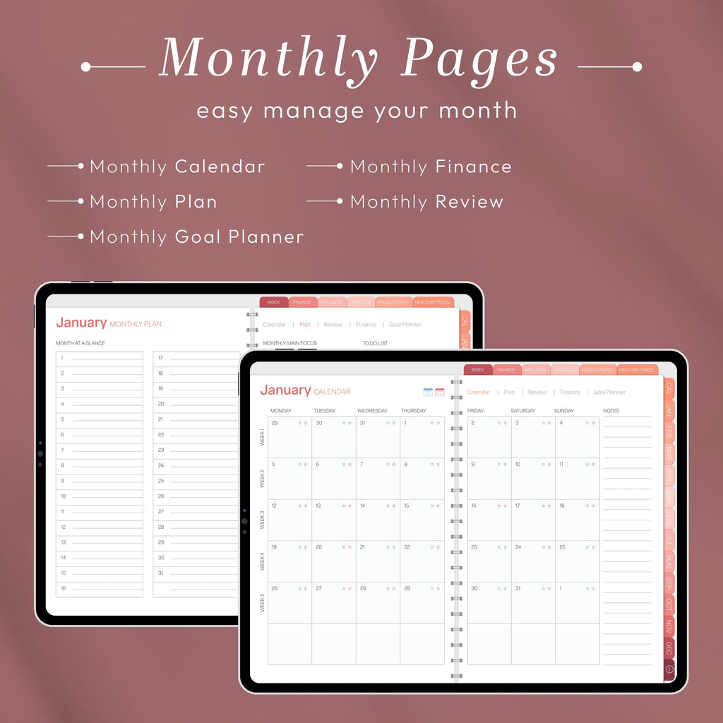 2026 Digital Planner Landscape for iPad, Hyperlinked PDF for GoodNotes & Notabil - image 5