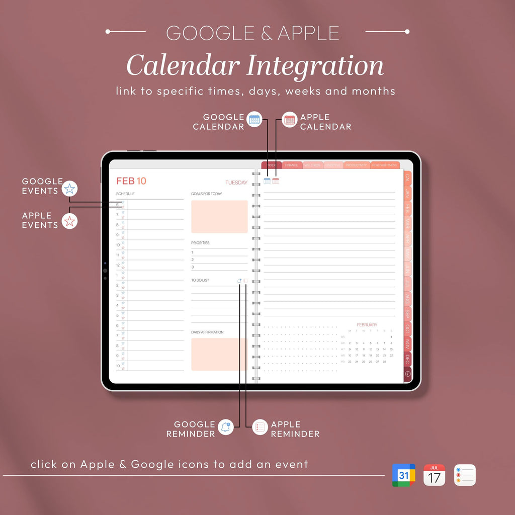 2026 Digital Planner Landscape for iPad, Hyperlinked PDF for GoodNotes & Notabil - image 3