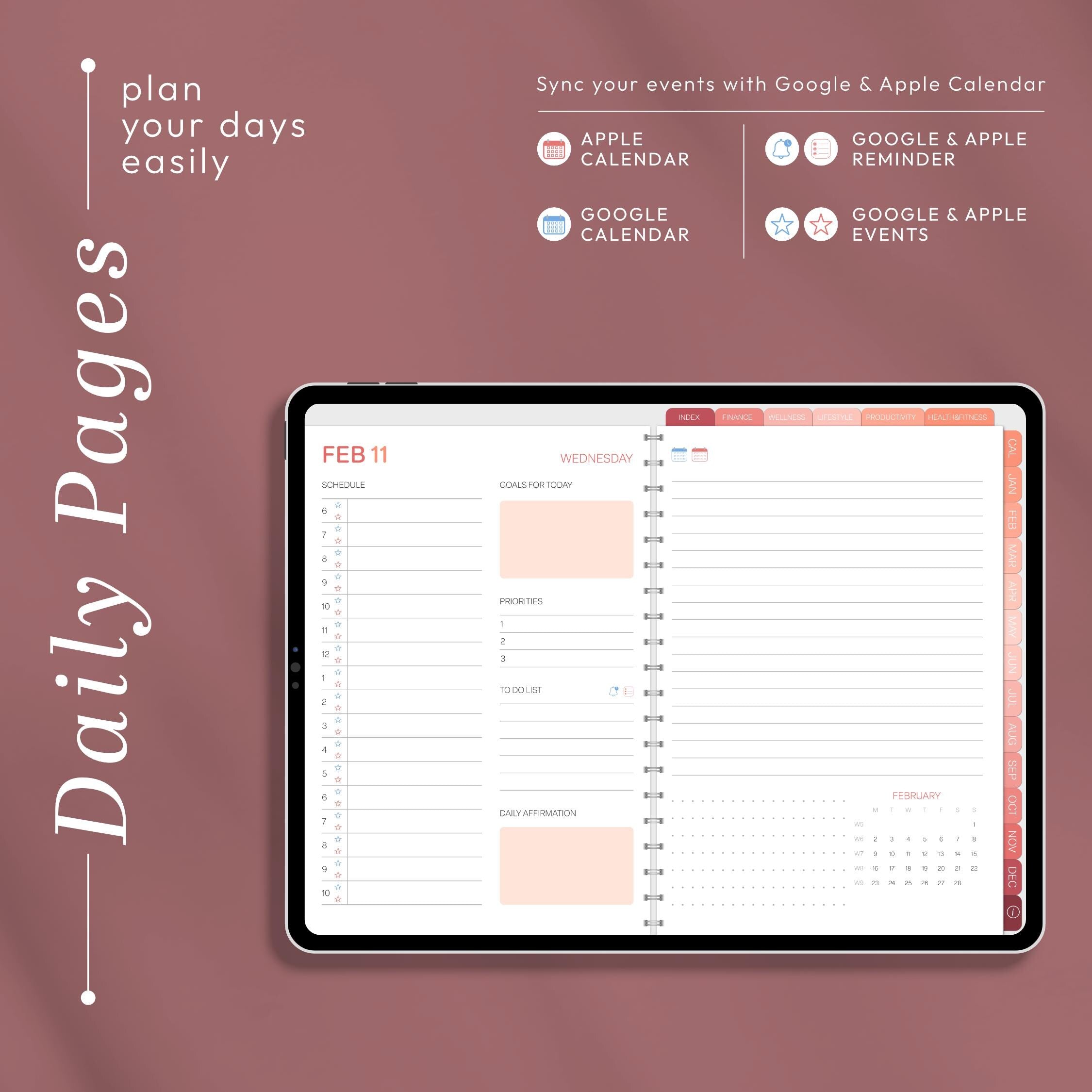 2026 Digital Planner Landscape for iPad, Hyperlinked PDF for GoodNotes & Notabil - image 7