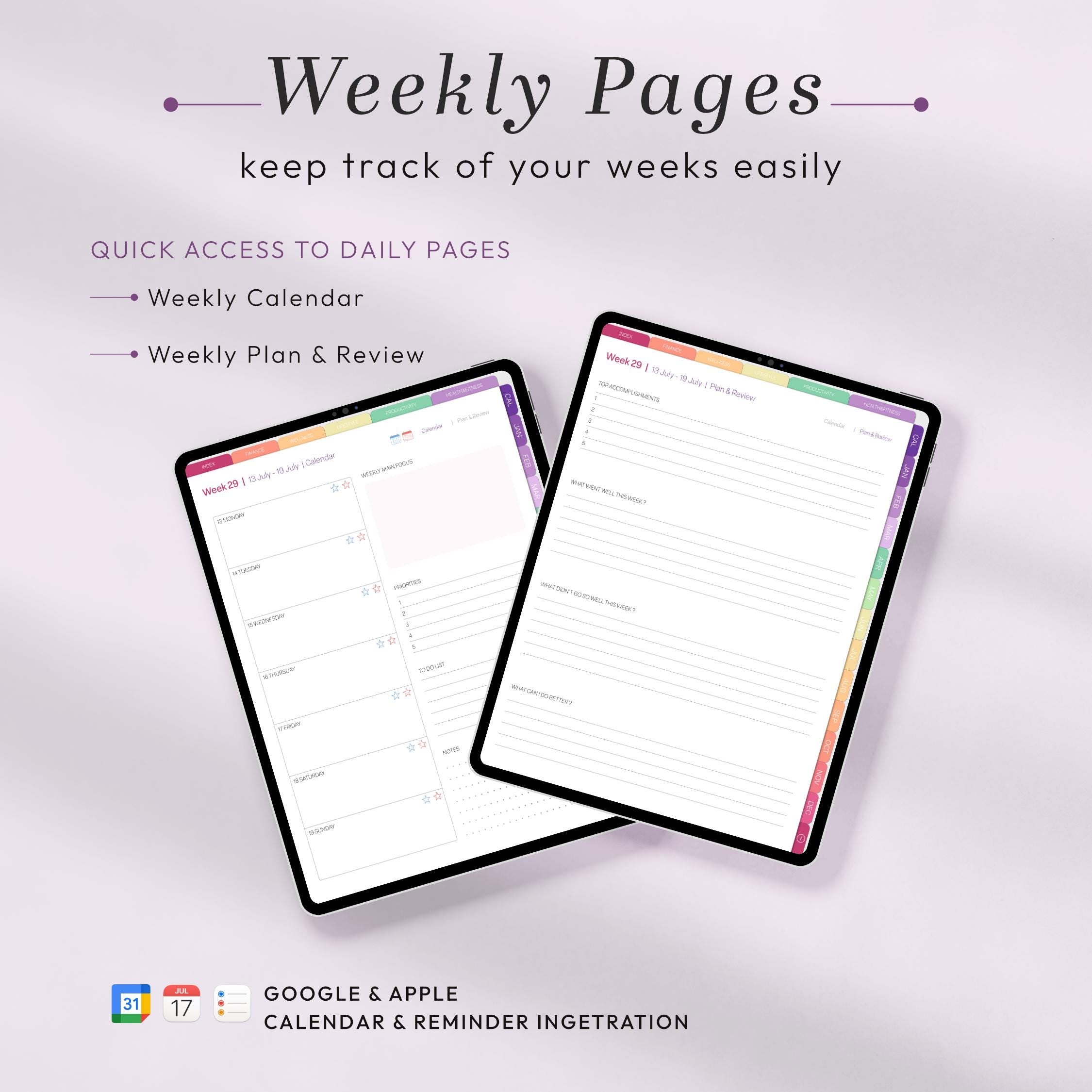 2026 Digital Planner Portrait for iPad, Hyperlinked PDF for GoodNotes & Notabili - image 6