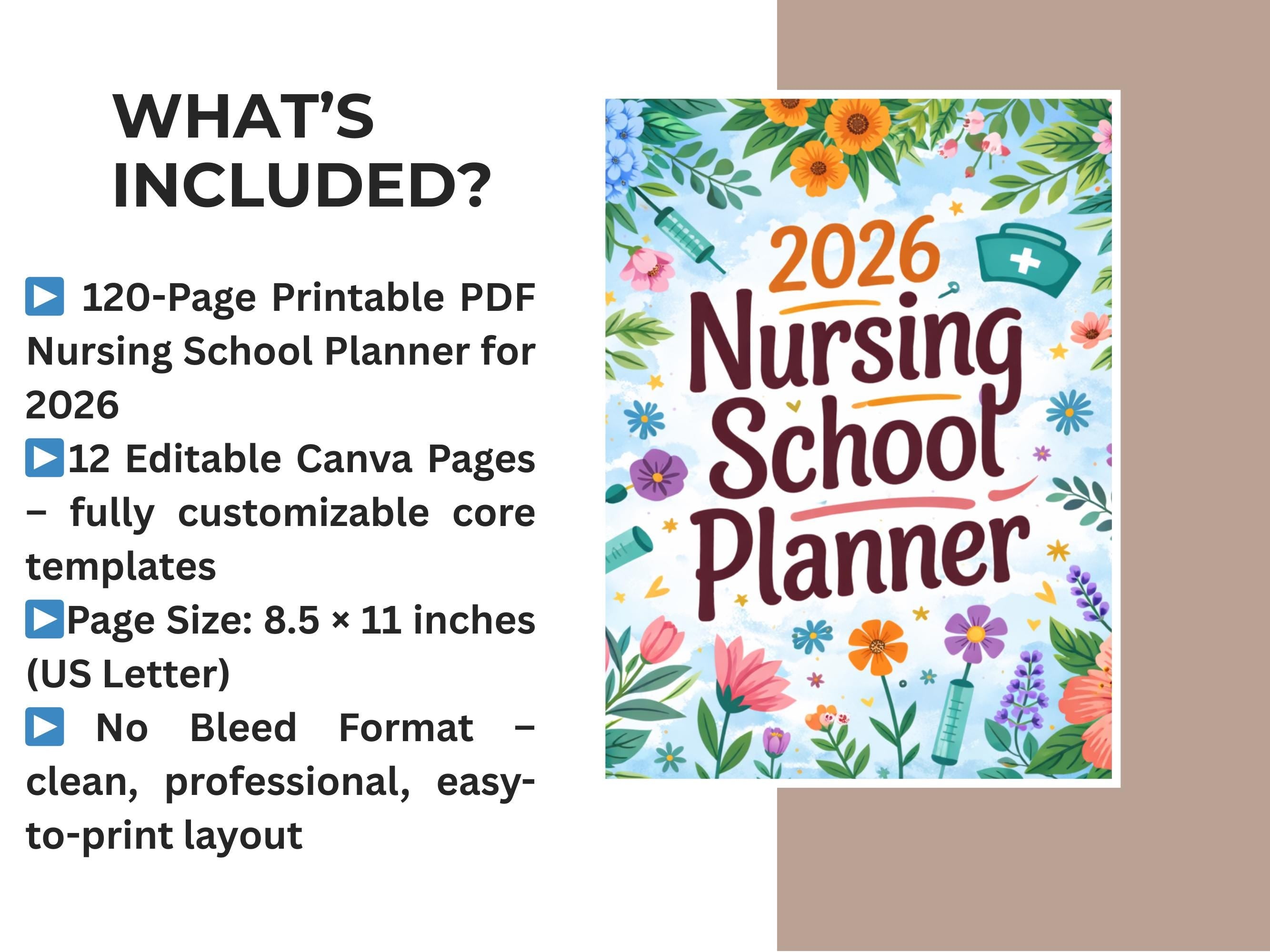 2026 Nursing School Planner | Clinical & Study Tracker (PDF)