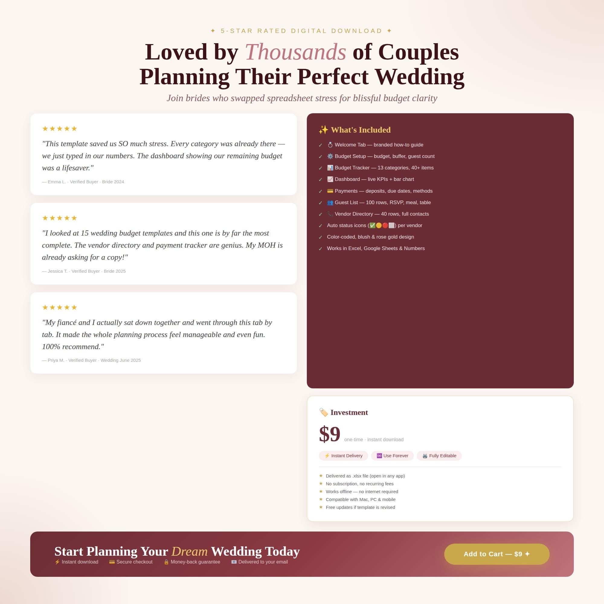 Wedding Budget Planner Spreadsheet | Excel Template | 7 Tabs (Instant Download) - image 5