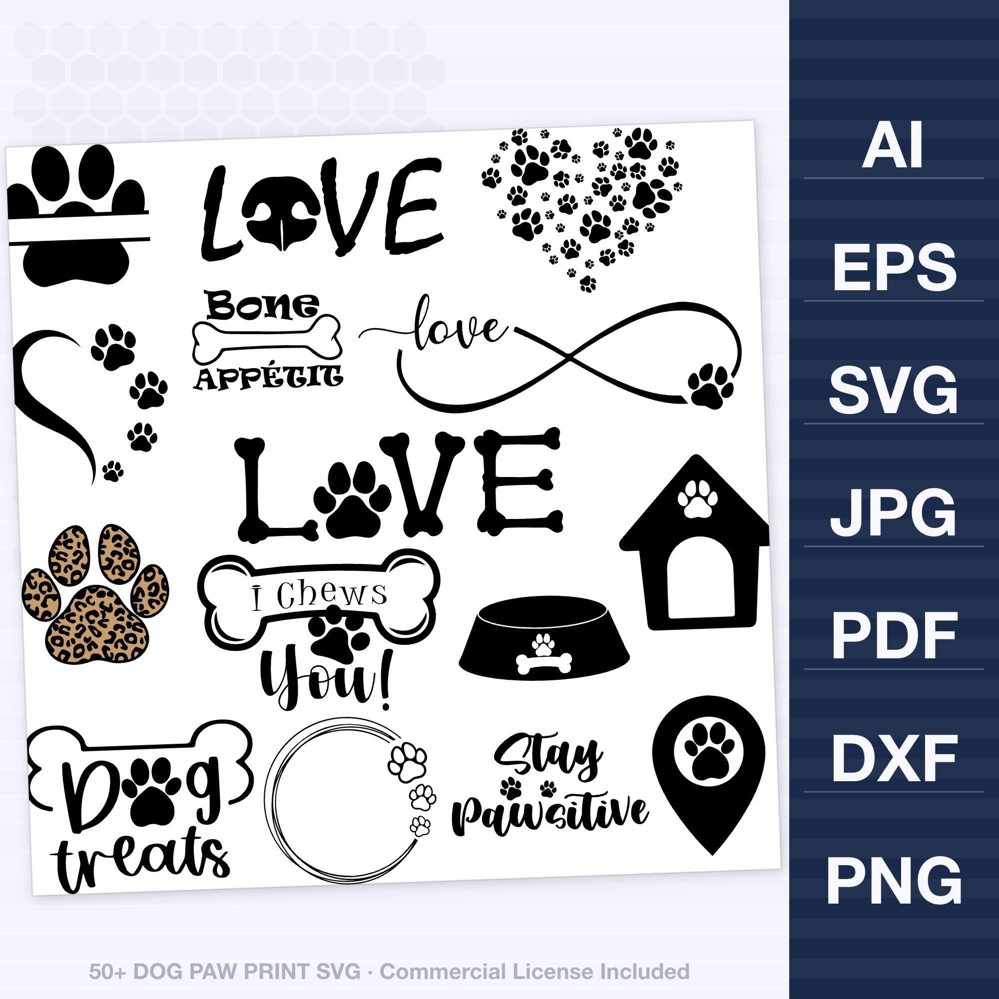 Dog Paw Print SVG | Paw Svg Bundle for Cricut & Silhouette | Pet Paw Clipart Png - image 2