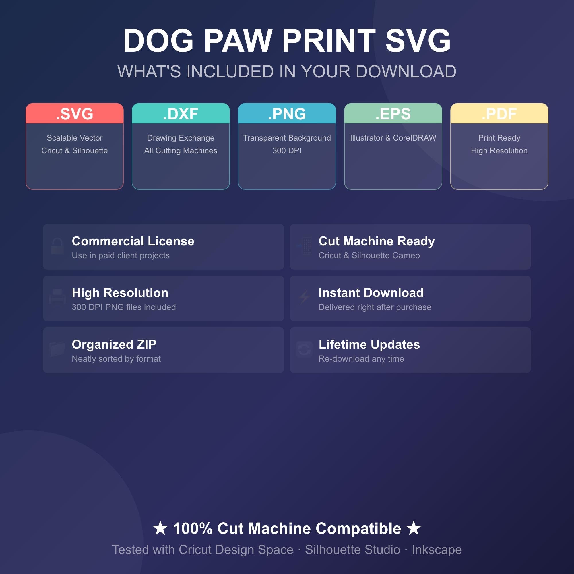 Dog Paw Print SVG | Paw Svg Bundle for Cricut & Silhouette | Pet Paw Clipart Png - image 4