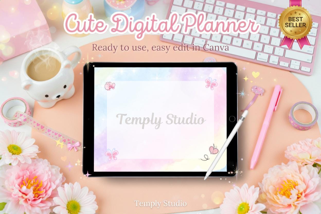Cute Digital Planner | Kawaii Goodnotes Planner | Undated iPad Planner | Hyperli - image 5