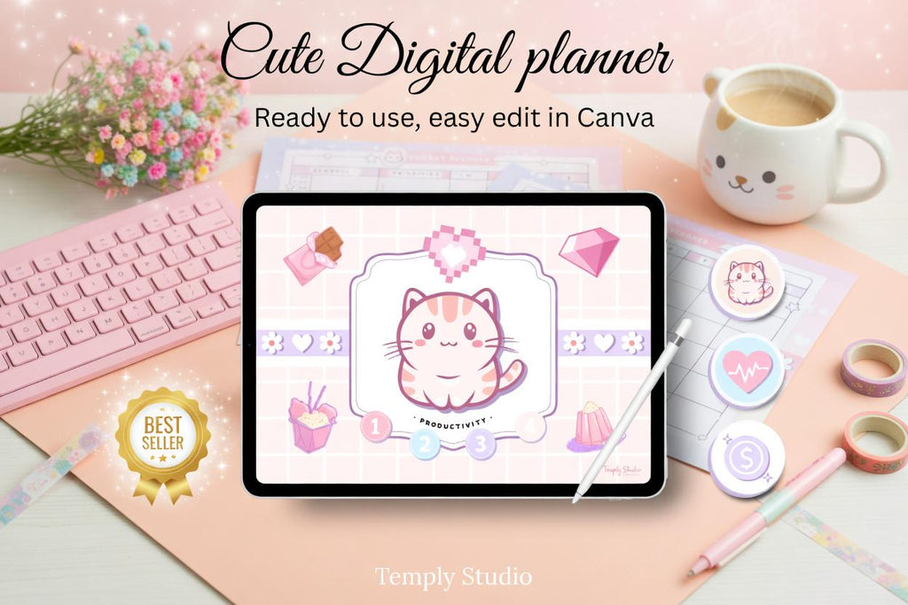 Cute Digital Planner | Kawaii Goodnotes Planner | Undated iPad Planner | Hyperli - image 8