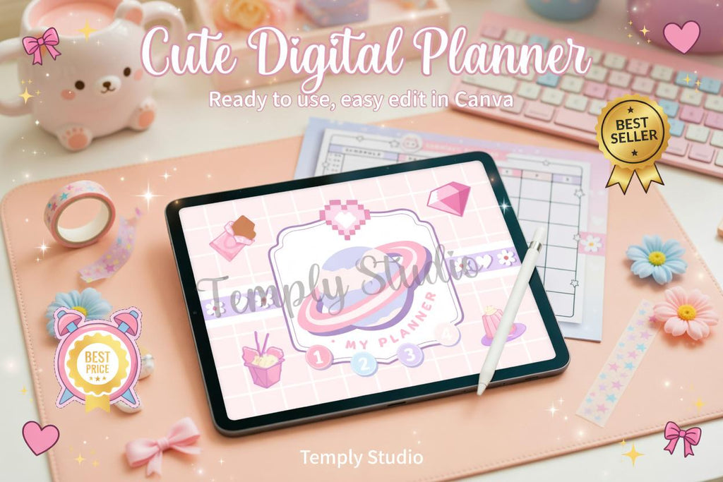 Cute Digital Planner | Kawaii Goodnotes Planner | Undated iPad Planner | Hyperli - image 9