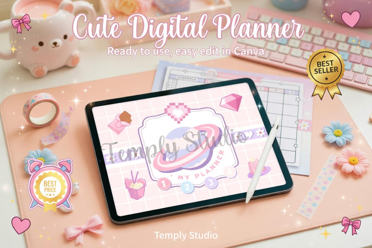 Cute Digital Planner | Kawaii Goodnotes Planner | Undated iPad Planner | Hyperli - image 9