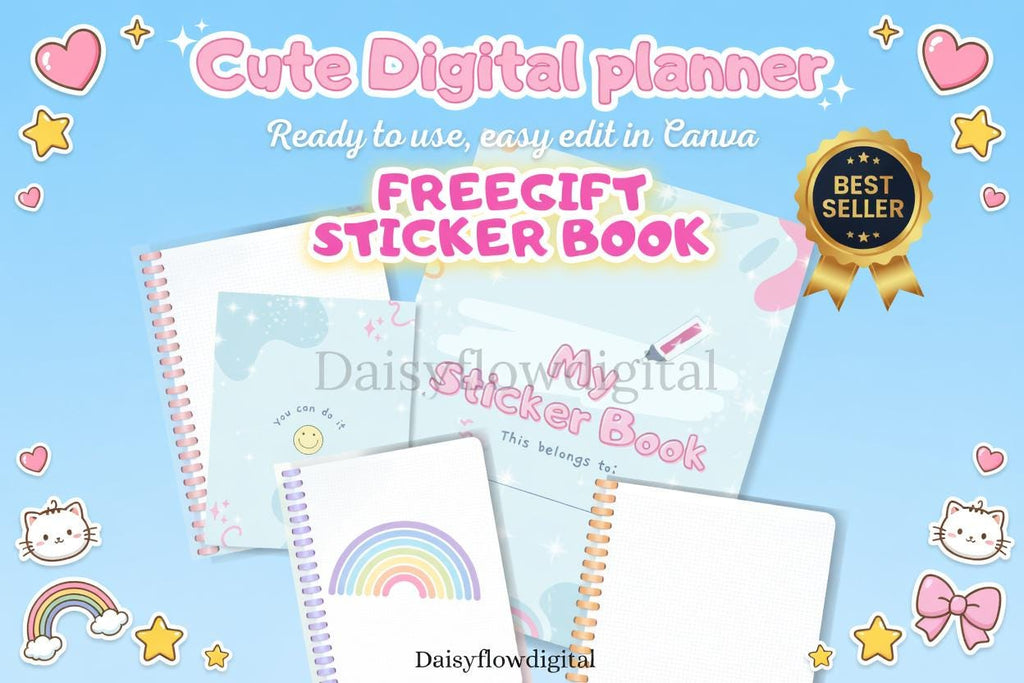 Editable Cute Cat Digital Planner | Canva Template | GoodNotes Notability | Unda - image 2