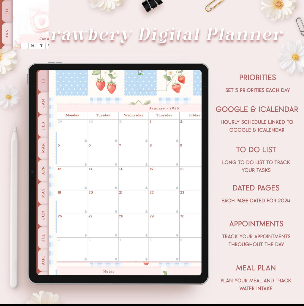 Digital Planner for GoodNotes, iPad Planner, Undated Hyperlinked PDF, Daily Week - image 3