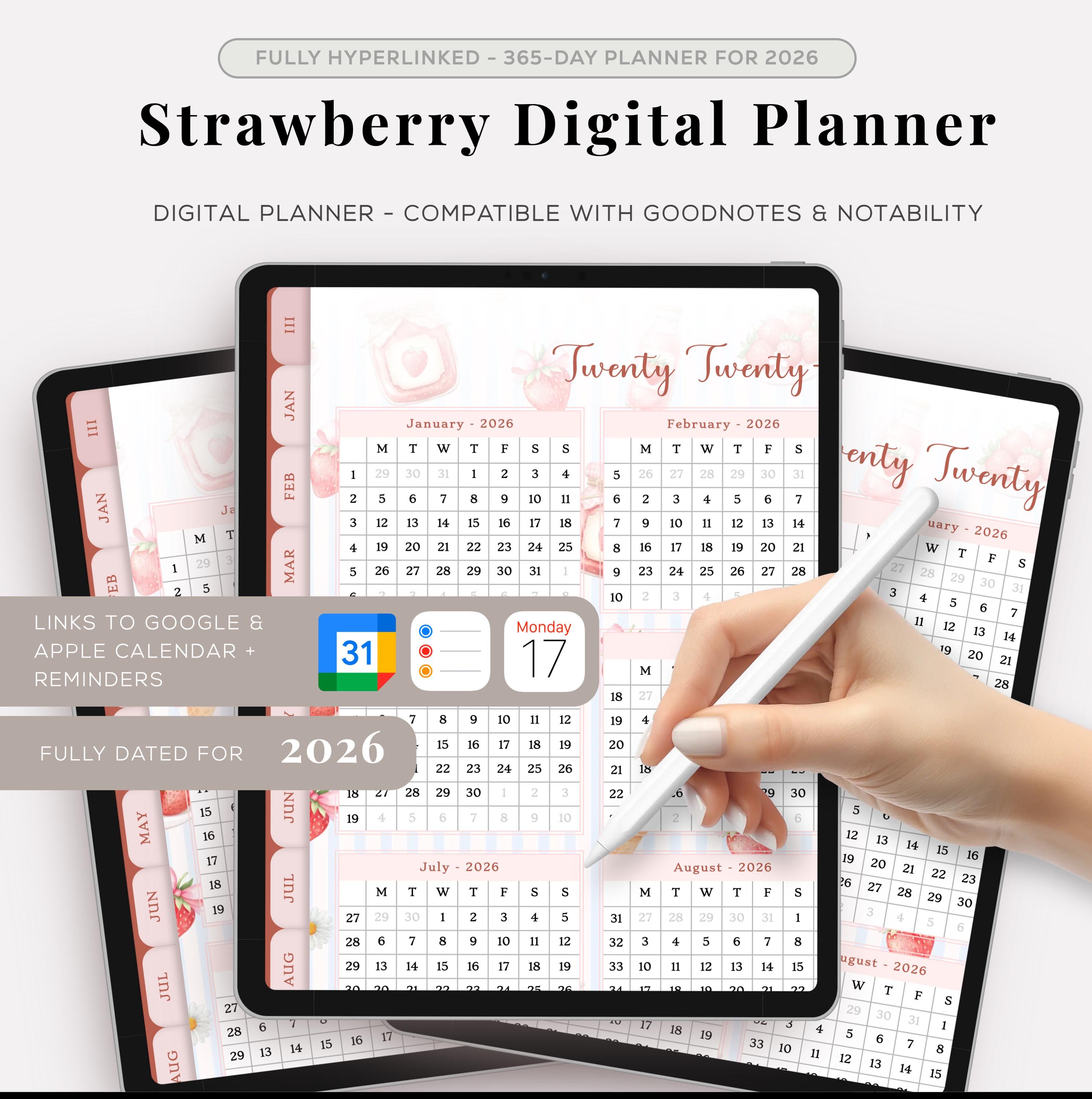 Digital Planner for GoodNotes, iPad Planner, Undated Hyperlinked PDF, Daily Week - image 1