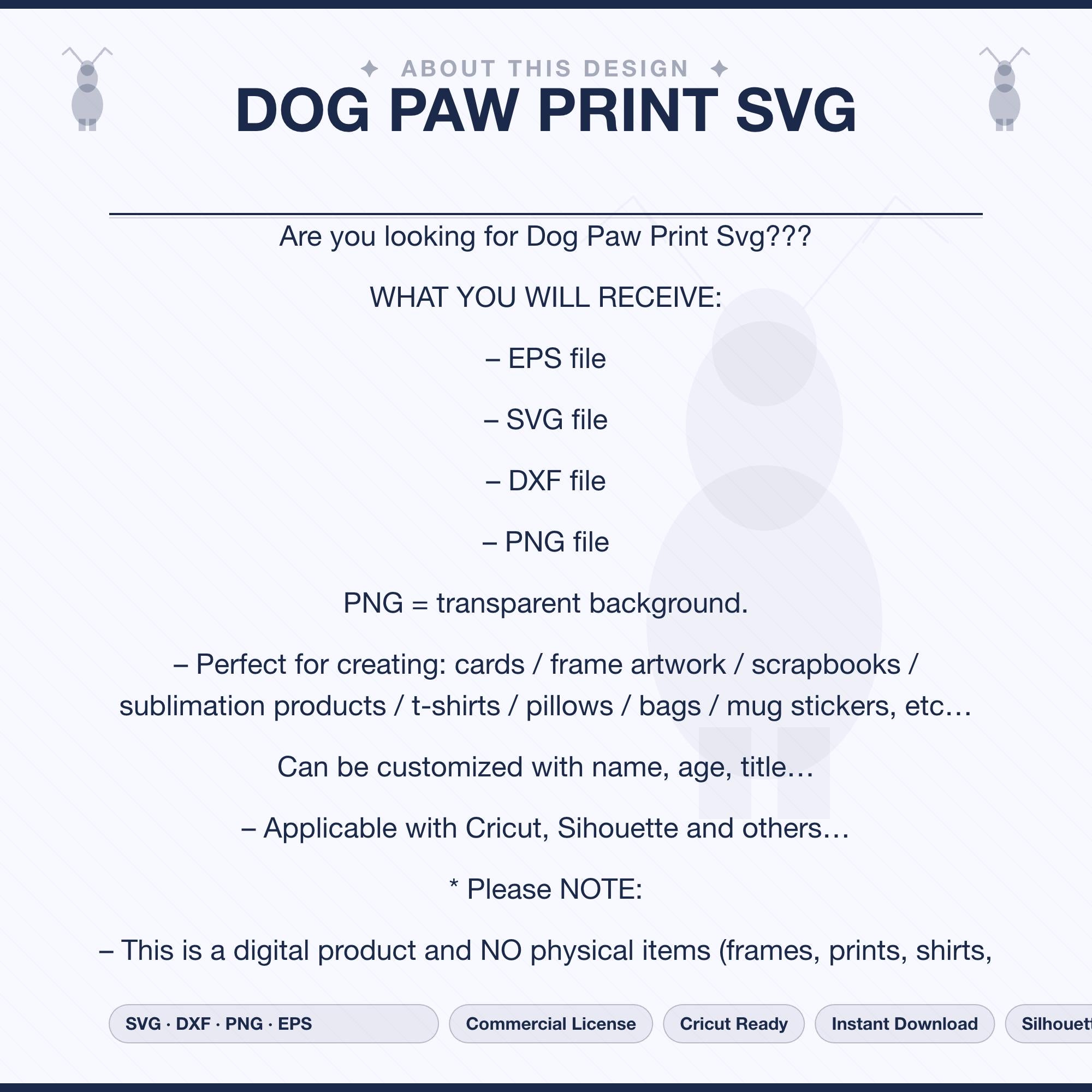 Dog Paw Print SVG | Paw Svg Bundle for Cricut & Silhouette | Pet Paw Clipart Png - image 3