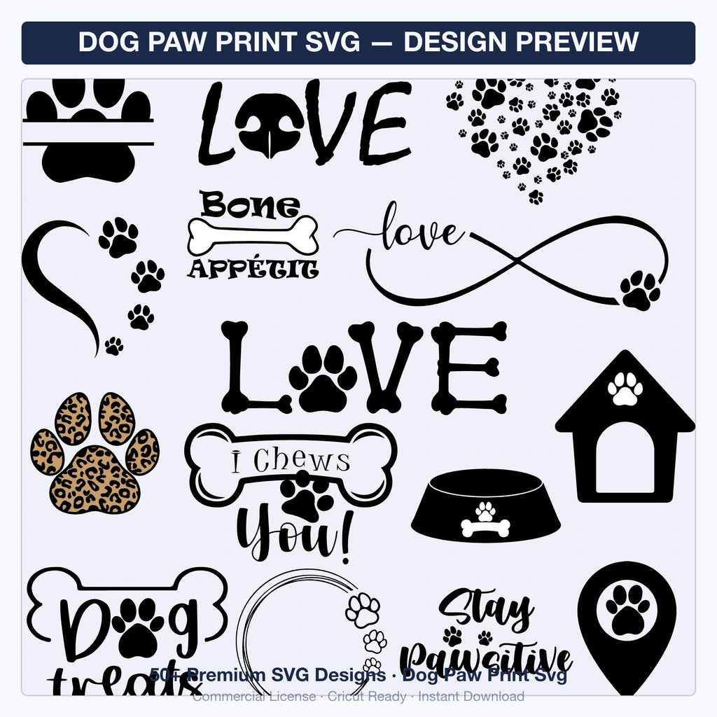 Dog Paw Print SVG | Paw Svg Bundle for Cricut & Silhouette | Pet Paw Clipart Png - image 7