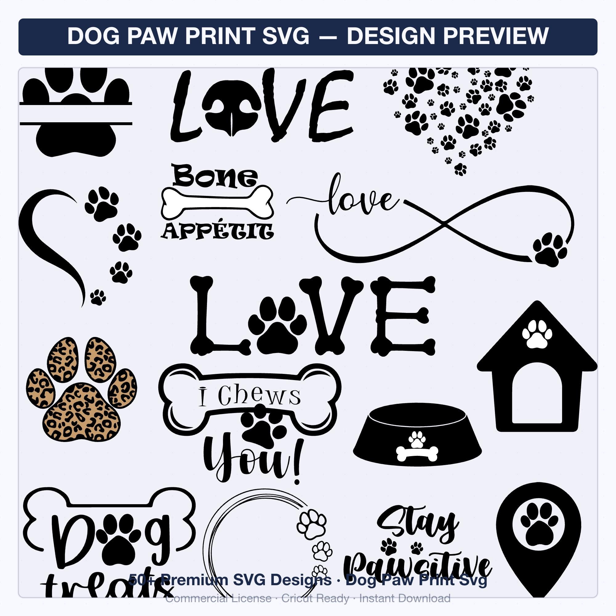 Dog Paw Print SVG | Paw Svg Bundle for Cricut & Silhouette | Pet Paw Clipart Png - image 7