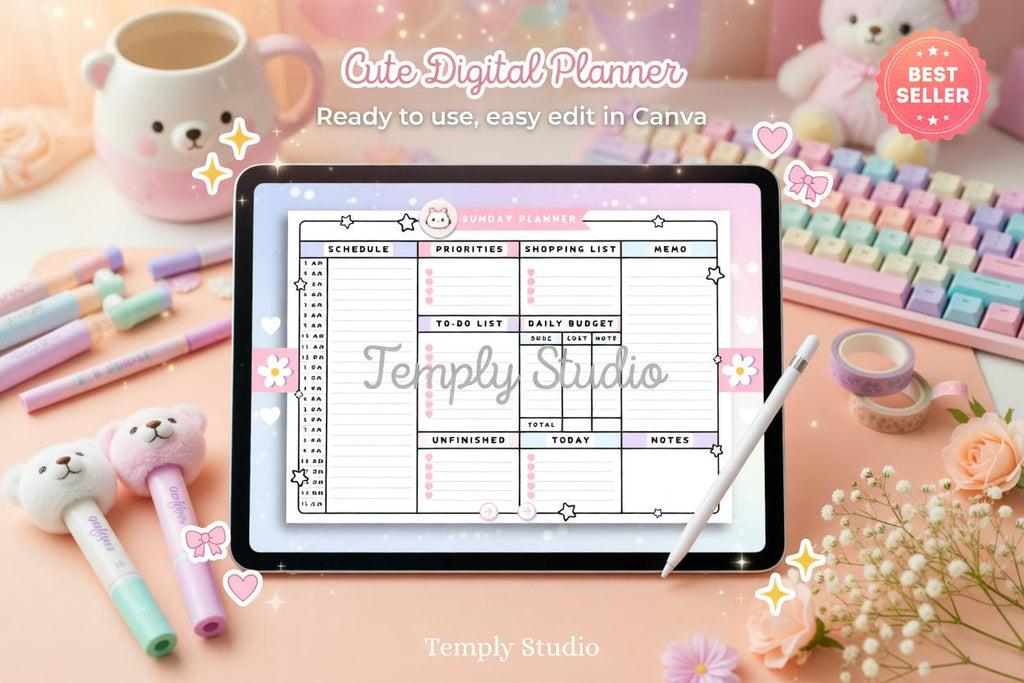Cute Digital Planner | Kawaii Goodnotes Planner | Undated iPad Planner | Hyperli - image 6