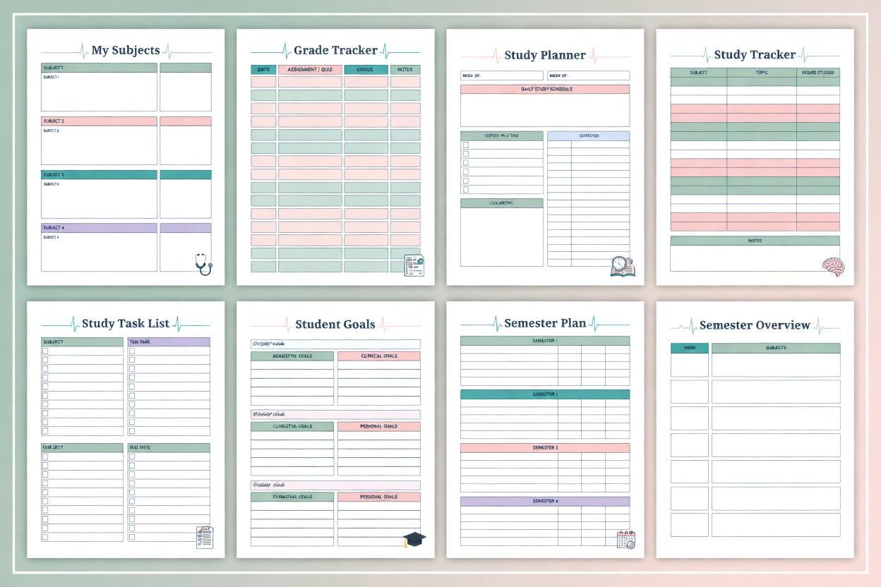 2026-2027 Nursing School Planner Canva Template | Nursing Student Organizer | KD - image 2