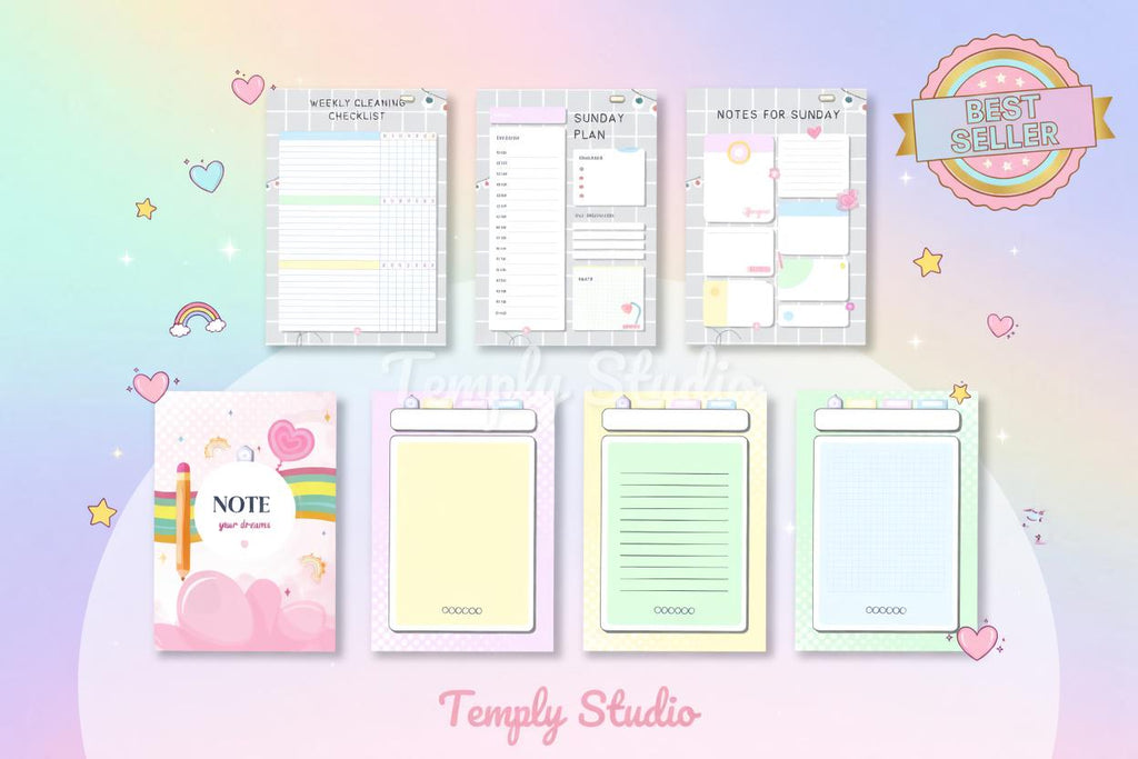 Cute Digital Planner Light Grey | Editable Canva Template | Instant Digital Down - image 7