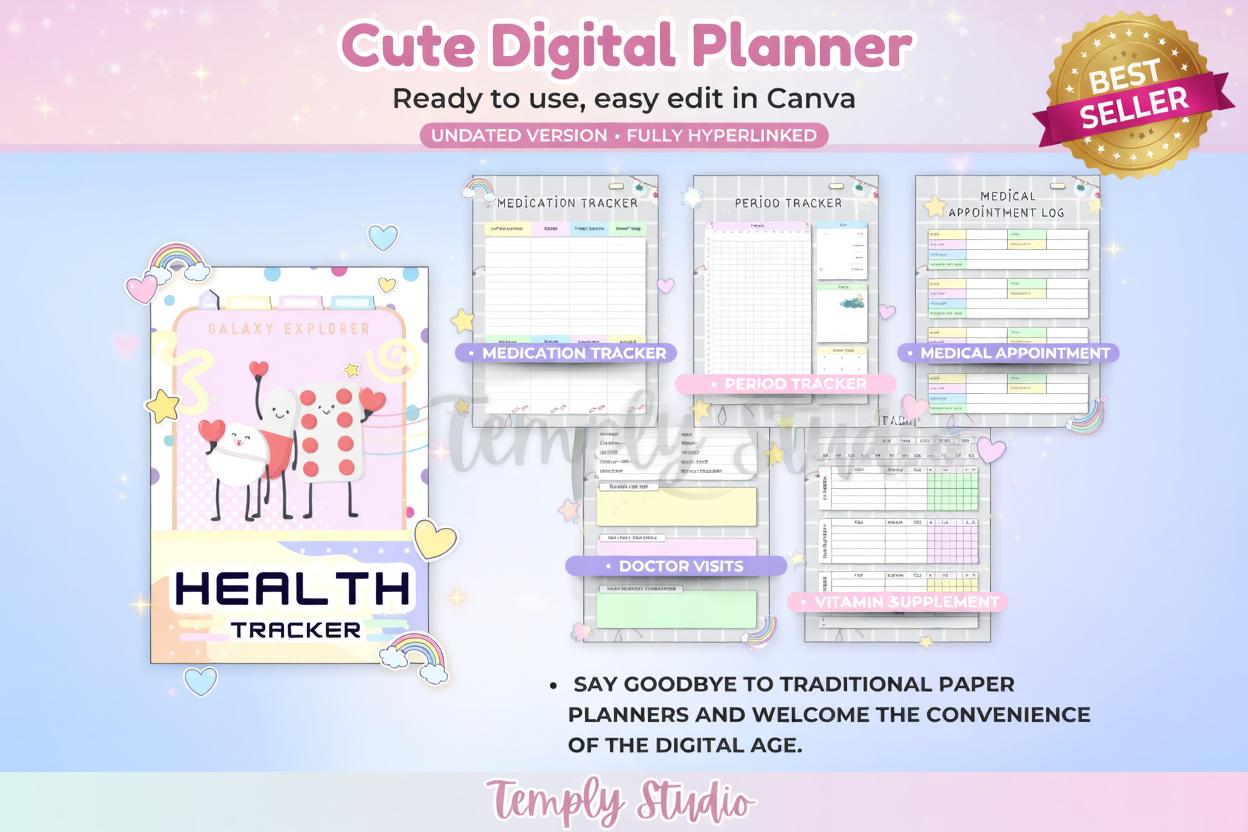 Cute Digital Planner Light Grey | Editable Canva Template | Instant Digital Down - image 4