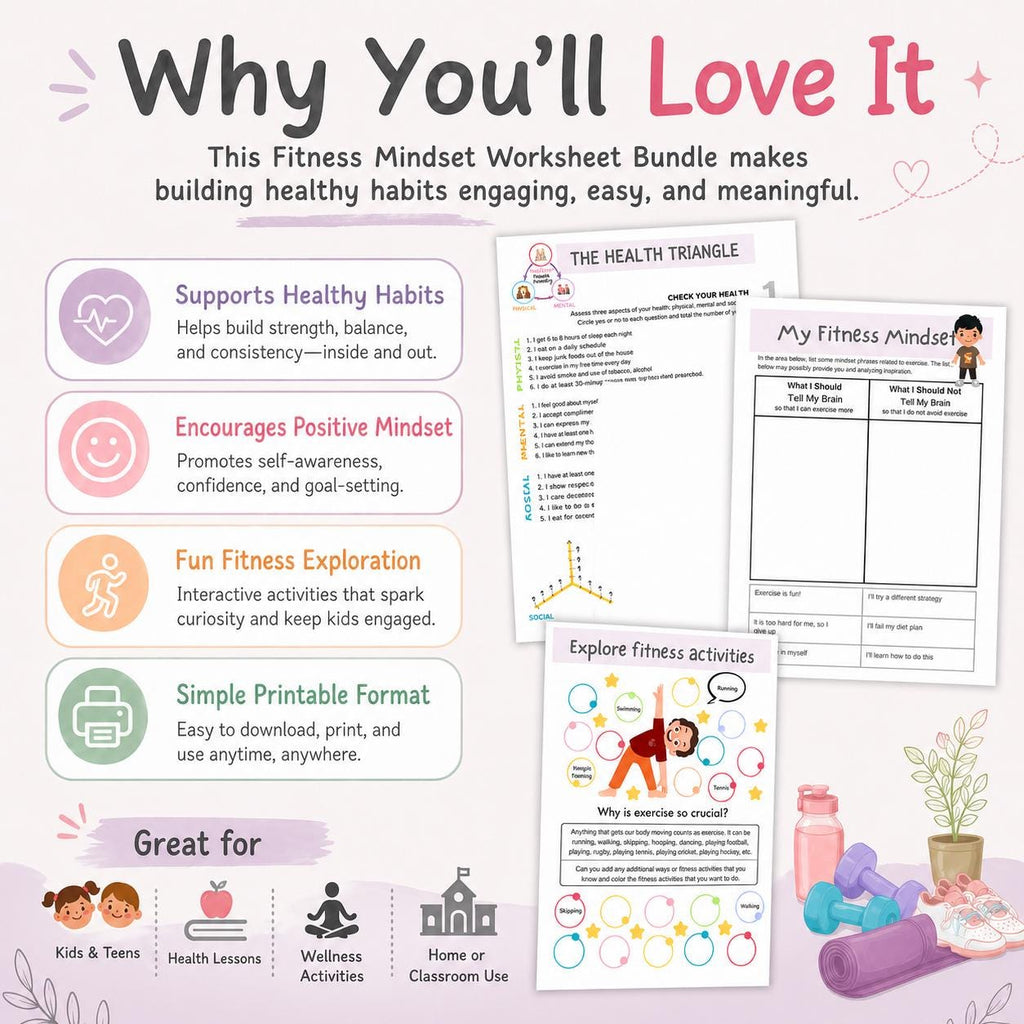 Fitness Mindset Templates, Wellness Goal Planner, Workout Motivation Pages, Heal - image 5