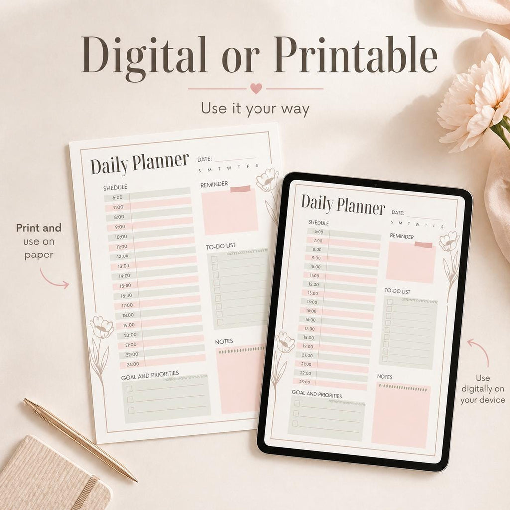 Daily Planner Printable | Undated Daily Schedule PDF, Instant Download, Hourly P - image 6