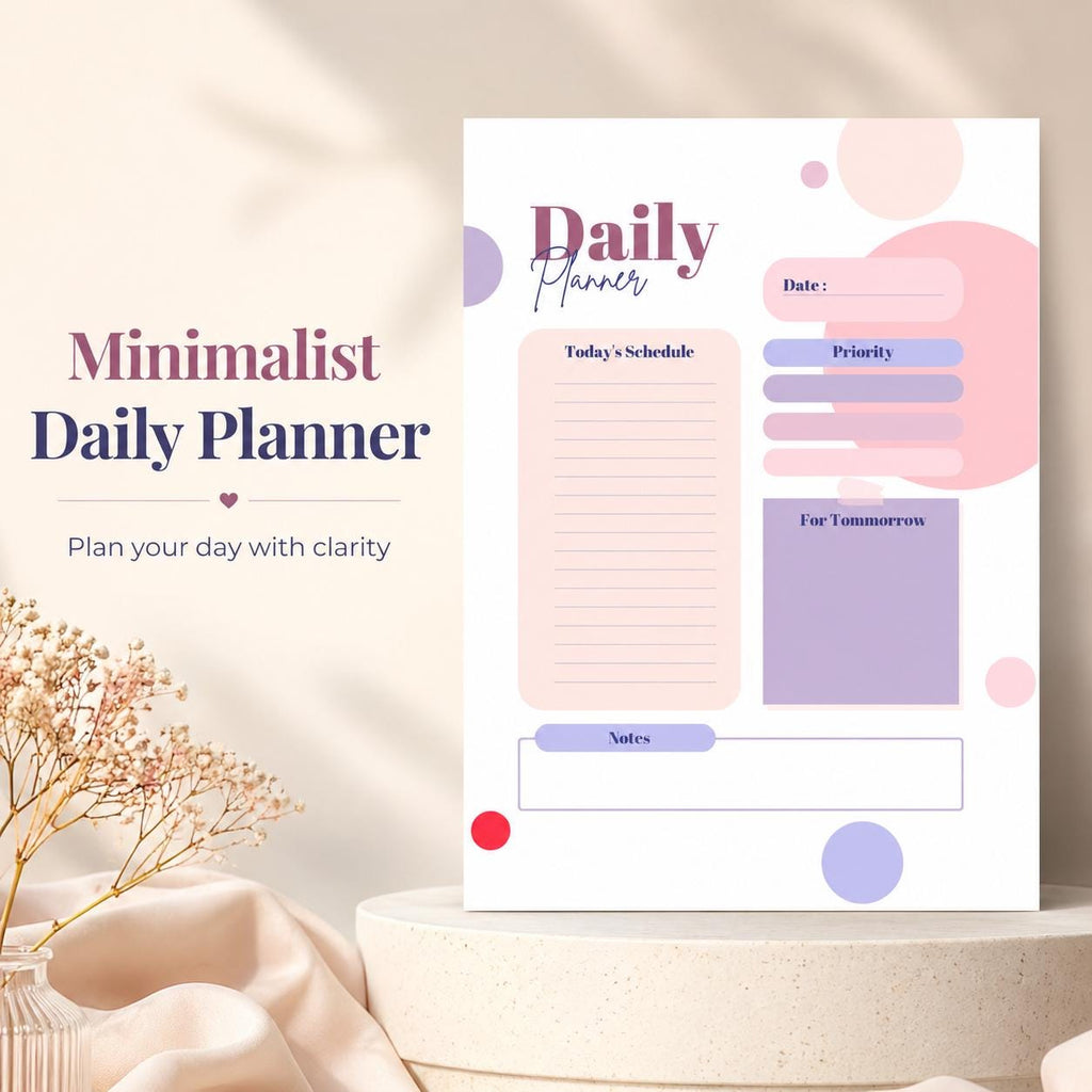 Minimalist Daily Planner Printable | Clean Simple Daily Schedule PDF, Instant Do - image 1