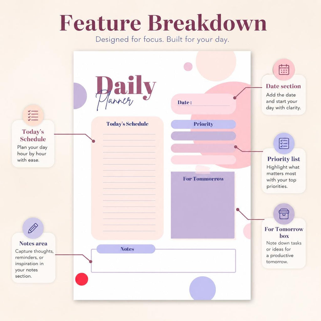 Minimalist Daily Planner Printable | Clean Simple Daily Schedule PDF, Instant Do - image 3