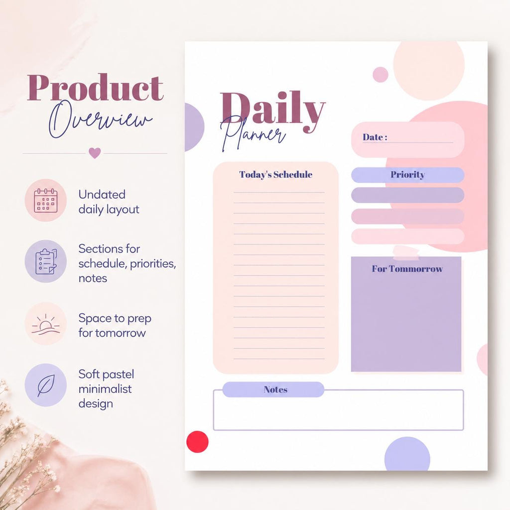 Minimalist Daily Planner Printable | Clean Simple Daily Schedule PDF, Instant Do - image 2