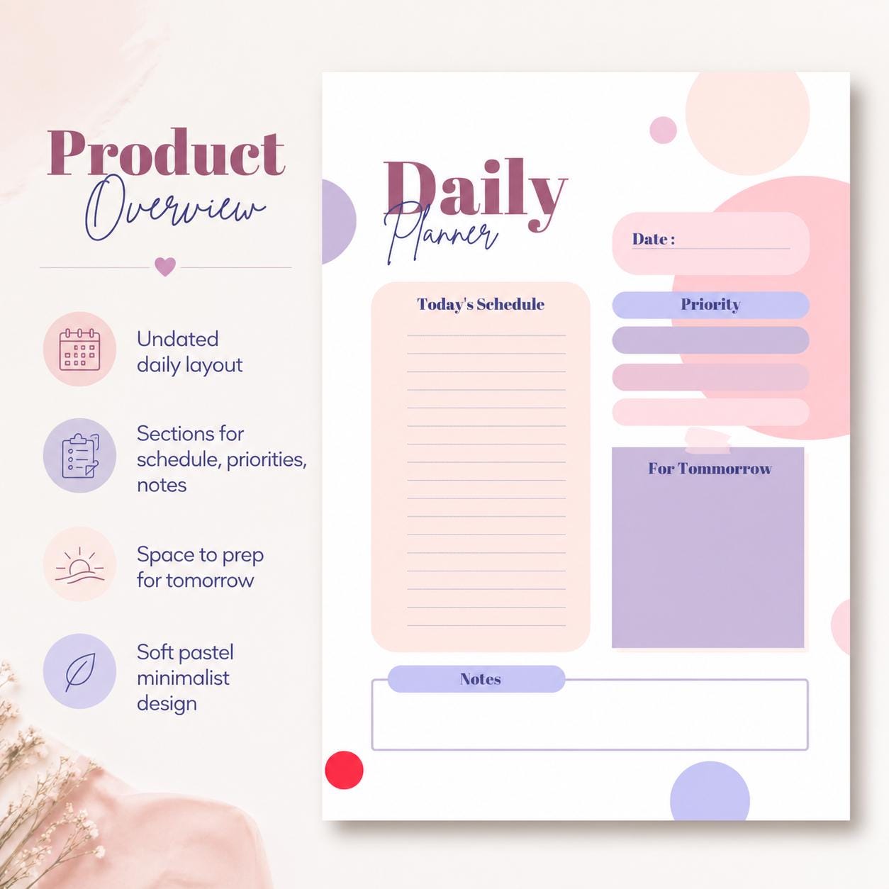Minimalist Daily Planner Printable | Clean Simple Daily Schedule PDF, Instant Do - image 2