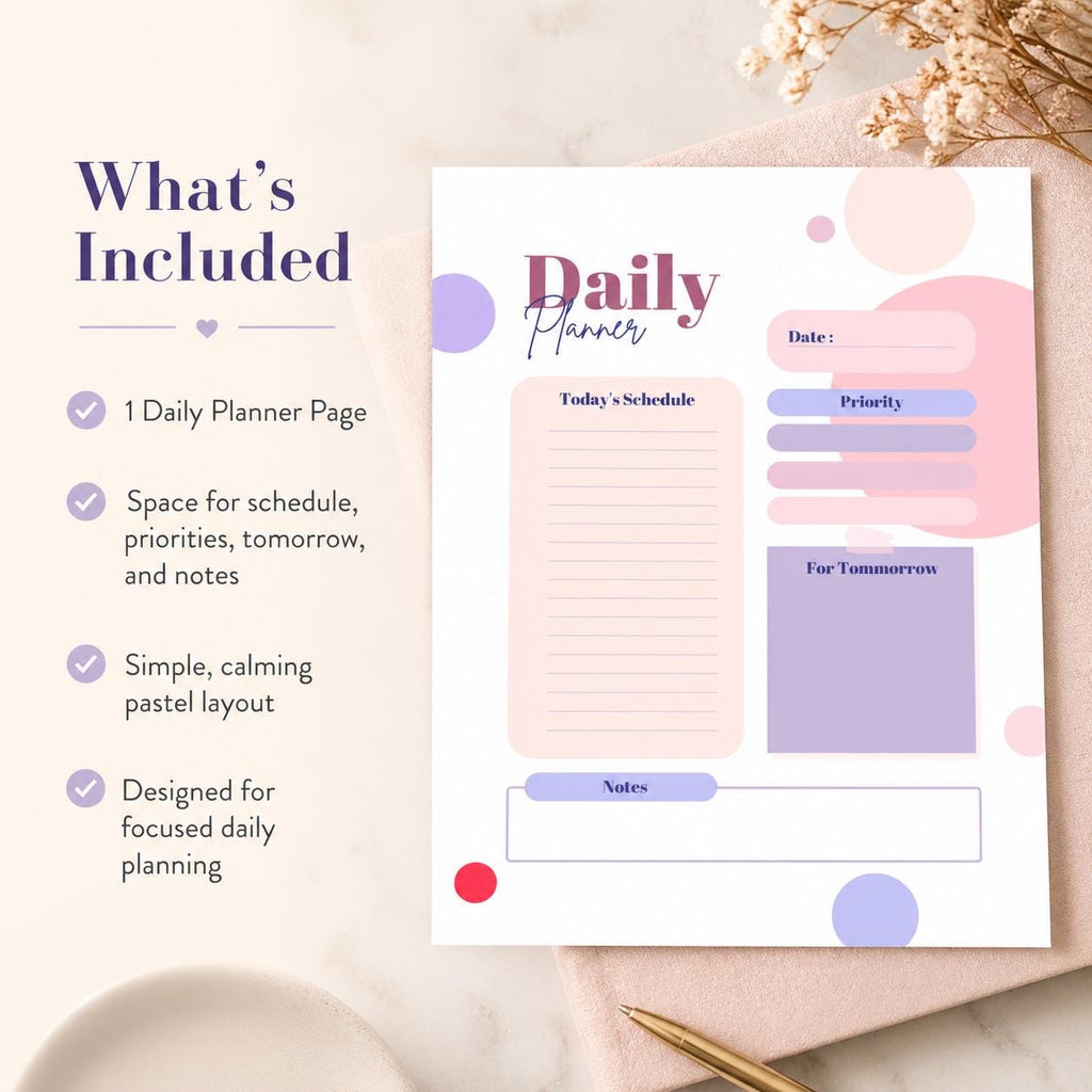 Minimalist Daily Planner Printable | Clean Simple Daily Schedule PDF, Instant Do - image 4