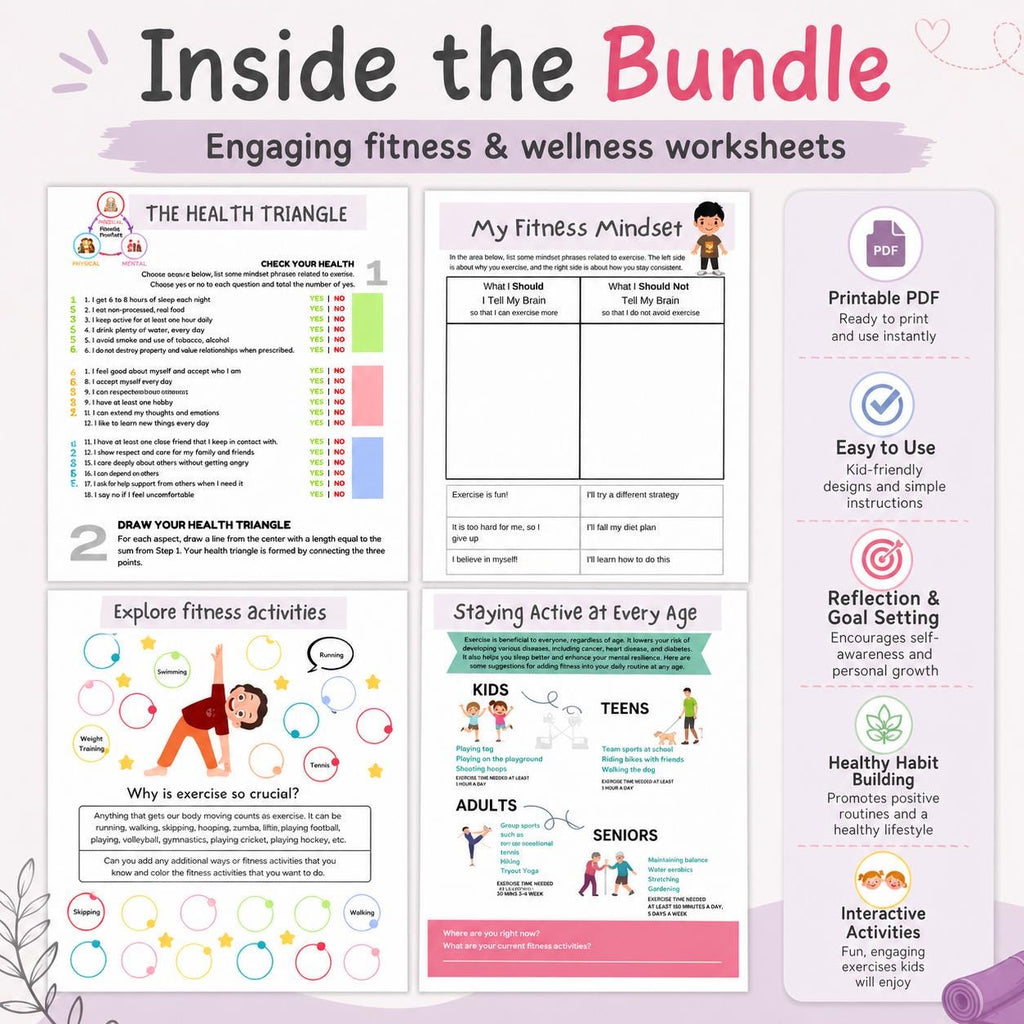 Fitness Mindset Templates, Wellness Goal Planner, Workout Motivation Pages, Heal - image 3