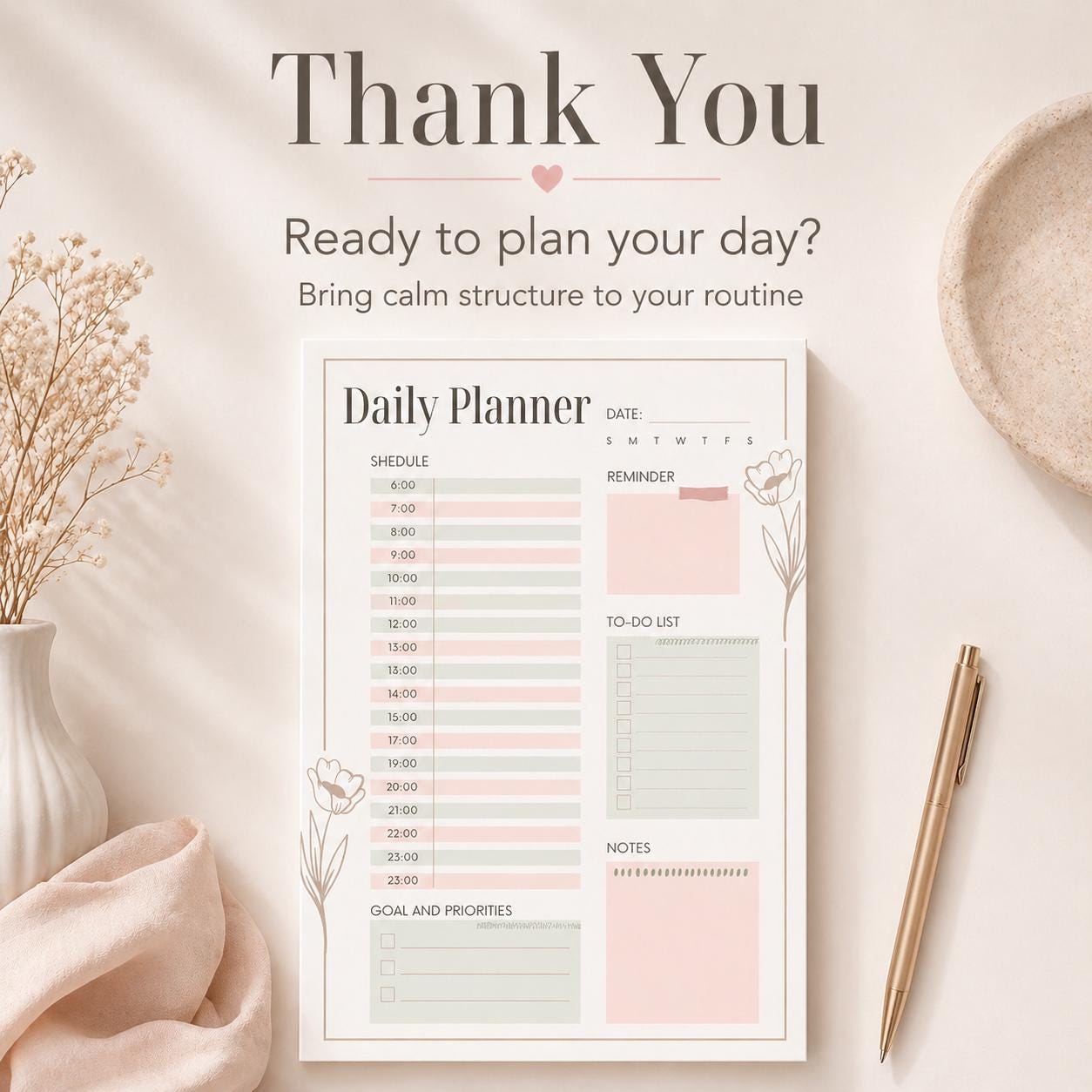 Daily Planner Printable | Undated Daily Schedule PDF, Instant Download, Hourly P - image 10