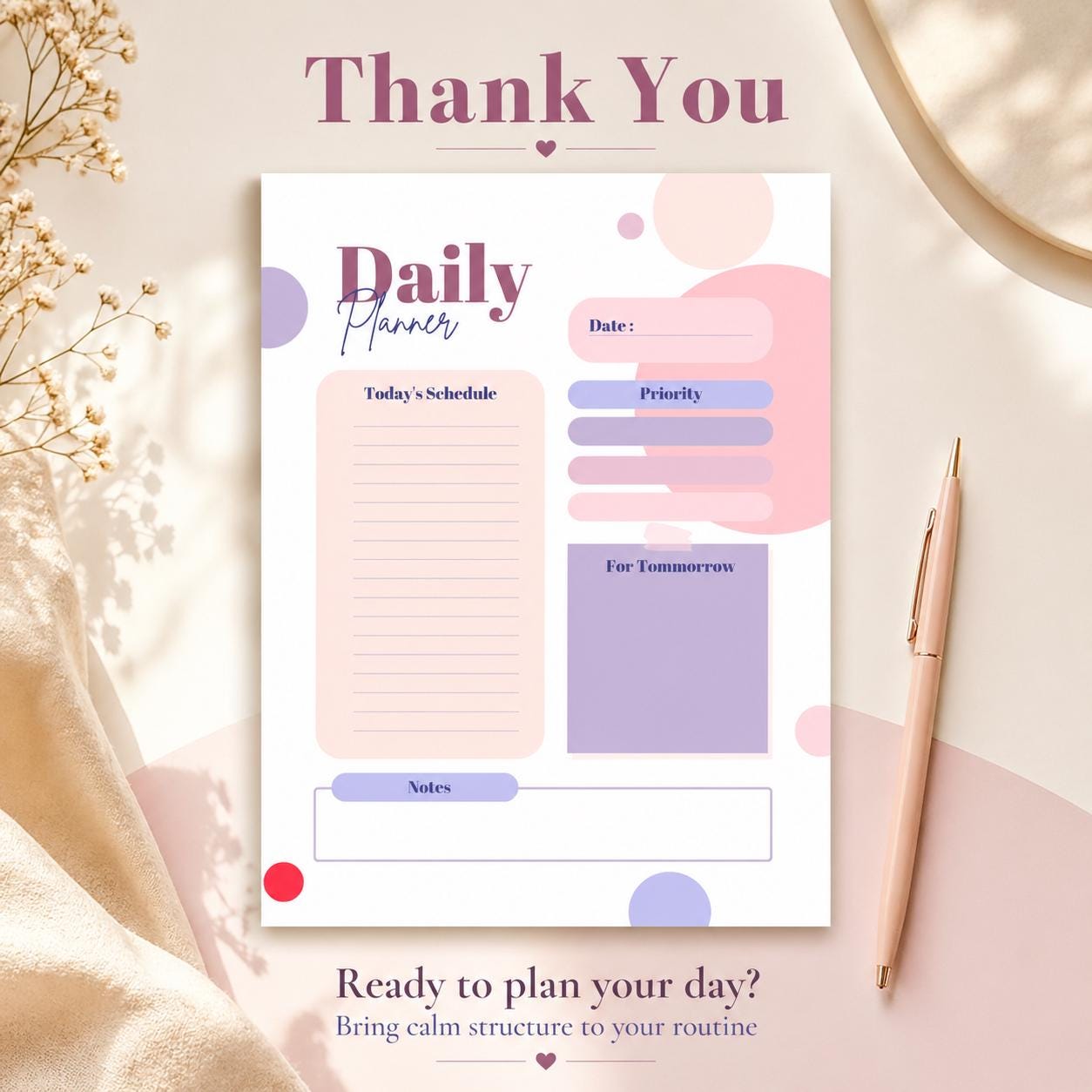 Minimalist Daily Planner Printable | Clean Simple Daily Schedule PDF, Instant Do - image 9