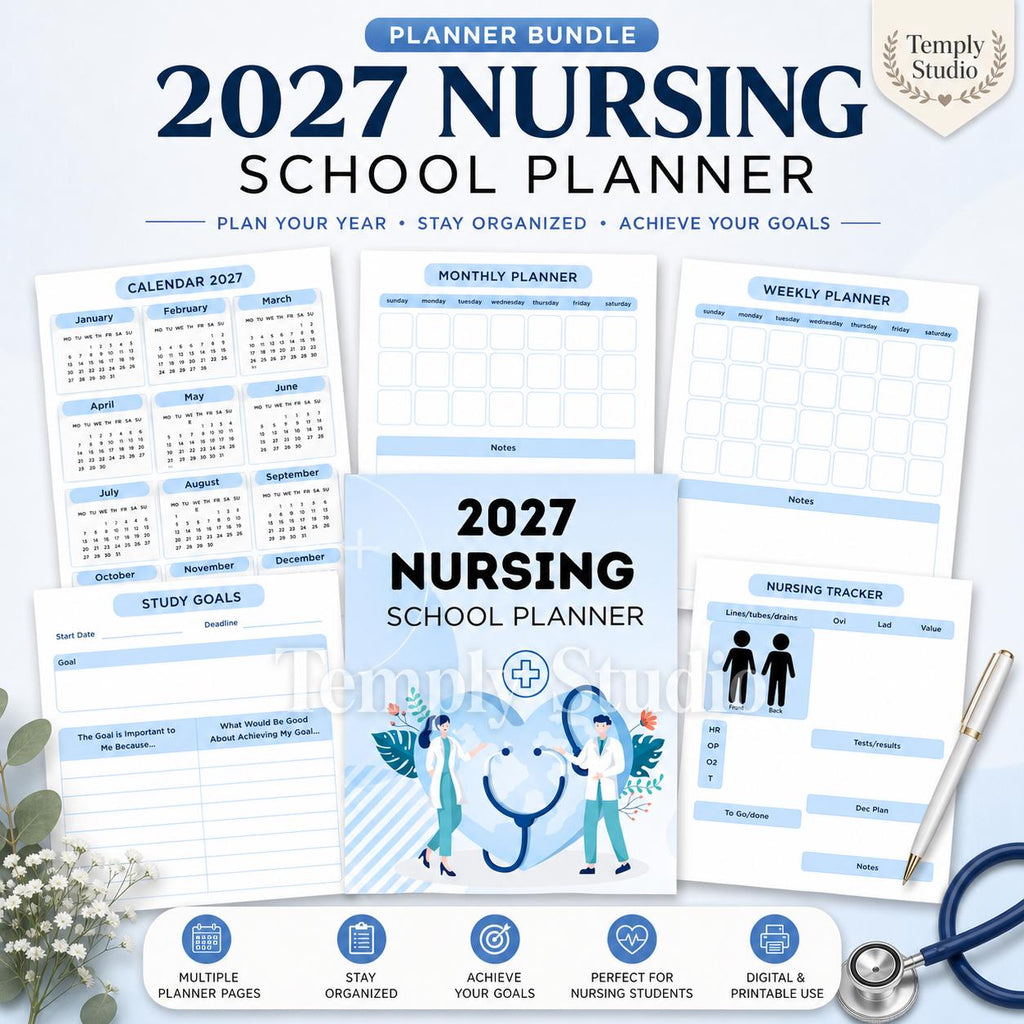 2027 Nursing School Planner | Digital Student Planner for iPad | Printable Clini - image 2