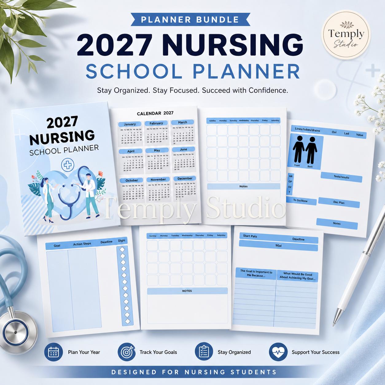 2027 Nursing School Planner | Digital Student Planner for iPad | Printable Clini - image 4