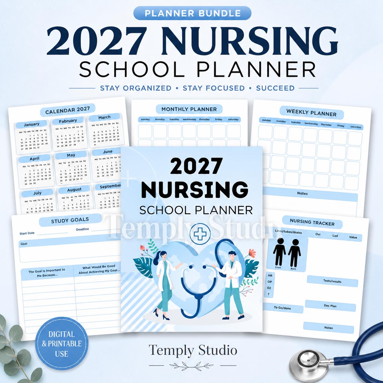 2027 Nursing School Planner | Digital Student Planner for iPad | Printable Clini - image 1