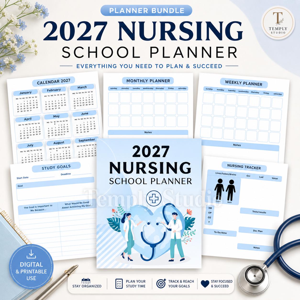 2027 Nursing School Planner | Digital Student Planner for iPad | Printable Clini - image 5