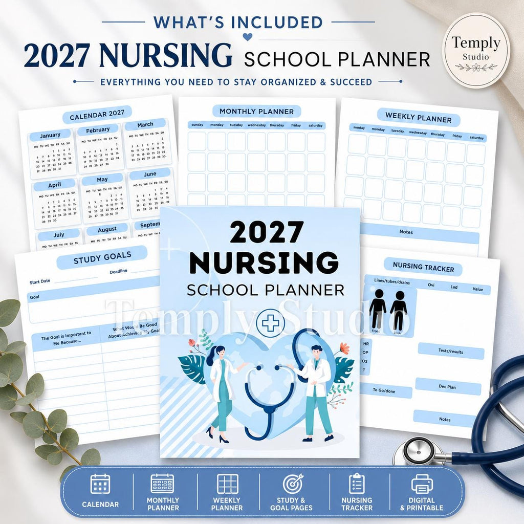 2027 Nursing School Planner | Digital Student Planner for iPad | Printable Clini - image 6