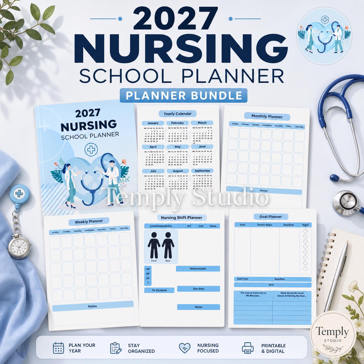 2027 Nursing School Planner | Digital Student Planner for iPad | Printable Clini - image 7
