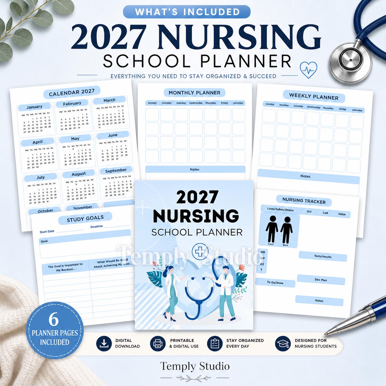 2027 Nursing School Planner | Digital Student Planner for iPad | Printable Clini - image 10