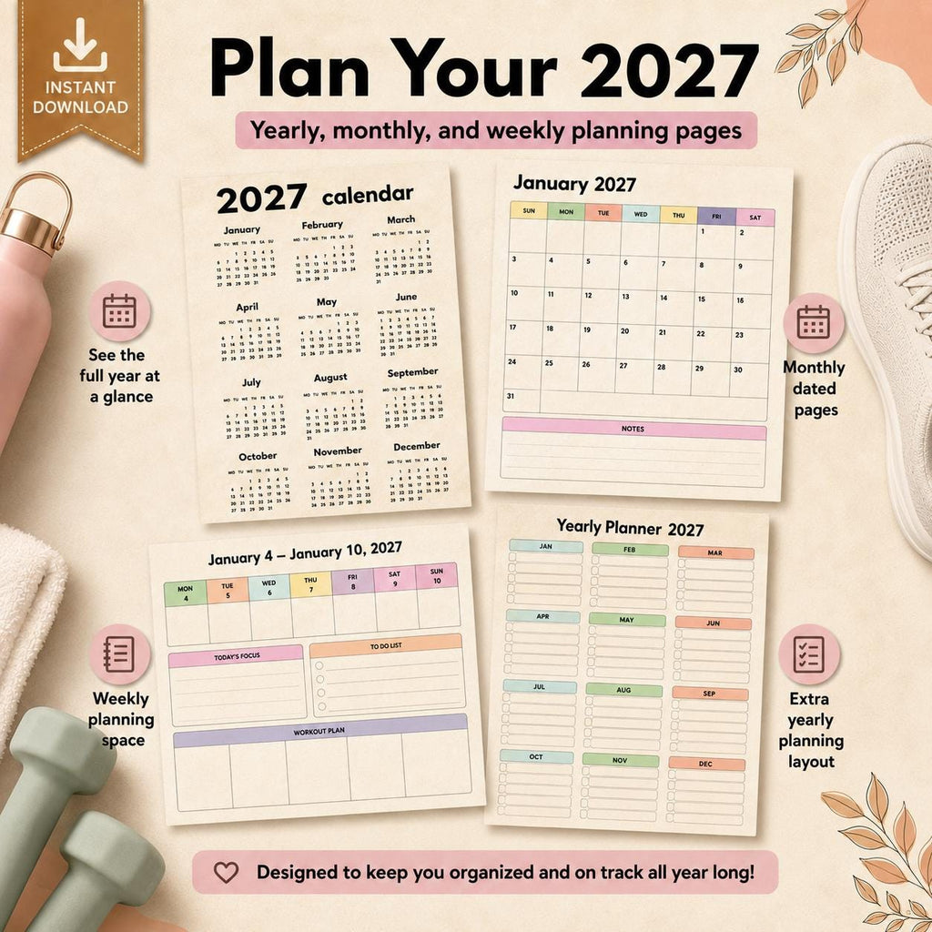 2027 Workout Planner Printable PDF | Digital Fitness Journal and Log | Health and Wel - image 4