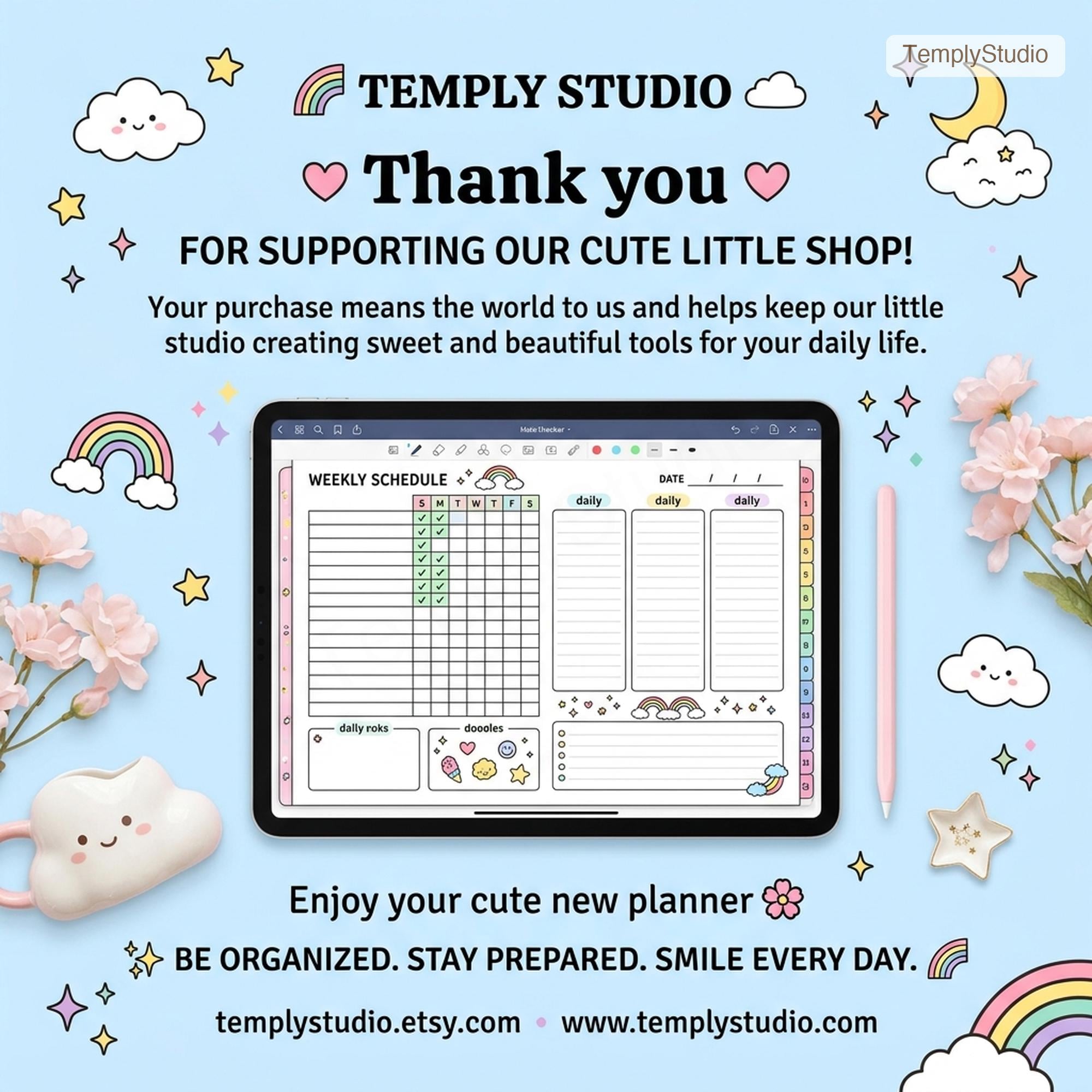 Cute Digital Planner, Undated Digital Planner, 78-Page Pastel Rainbow Planner, H - image 7