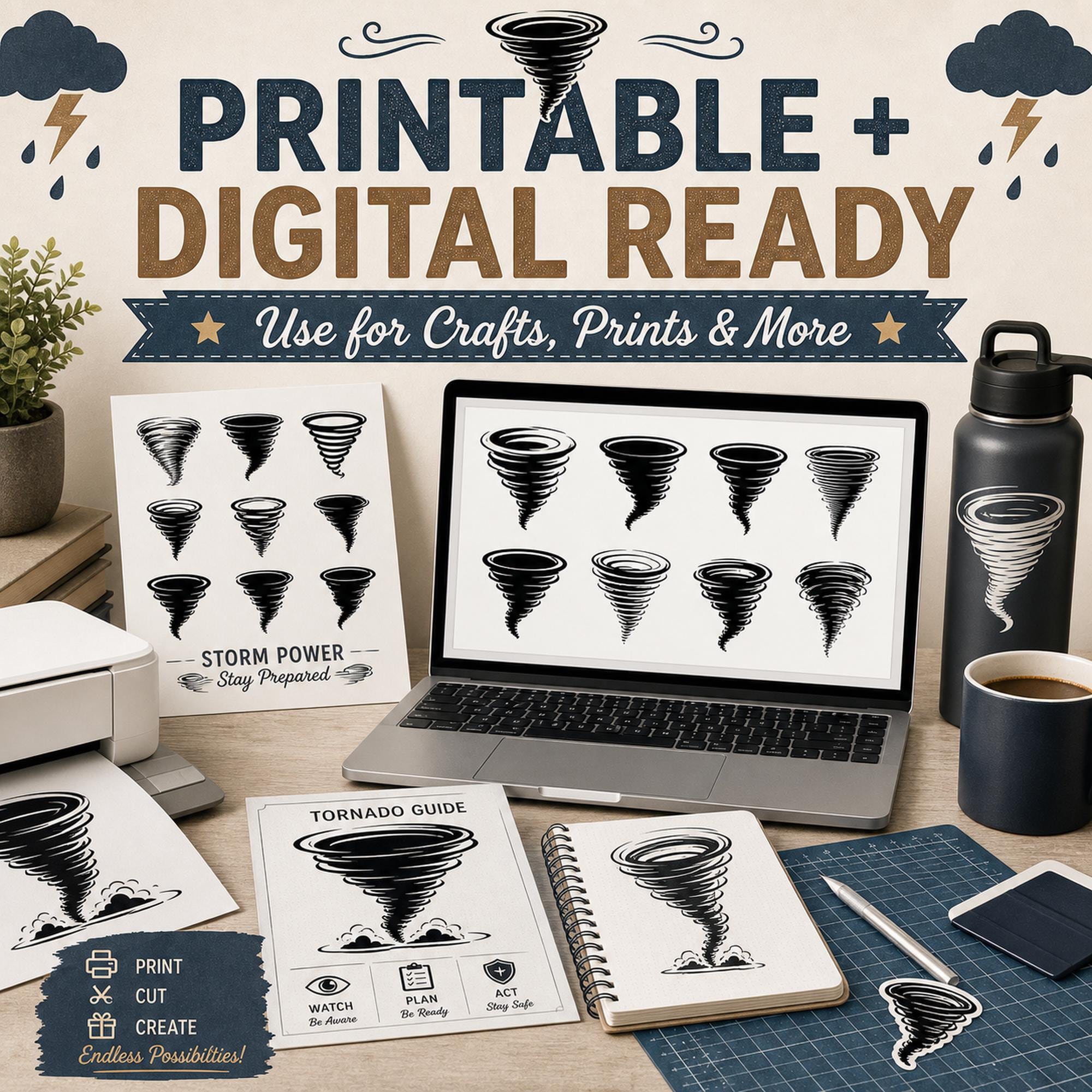 50 Tornado Silhouette SVG Bundle | Storm SVG Cut Files for Cricut | Twister Clipart P - image 6