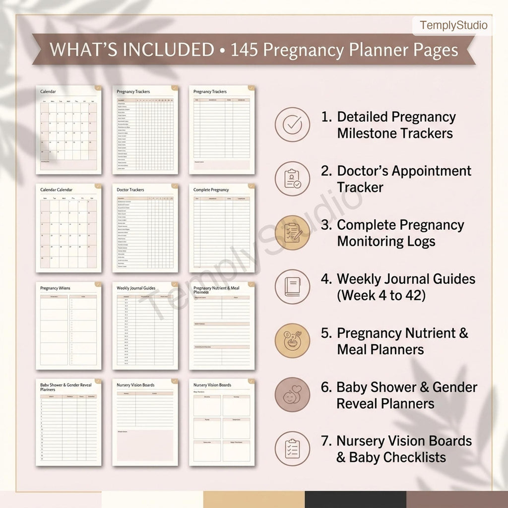 Digital Pregnancy Journal & Planner | Printable US Letter Baby Book | Weekly Tra - image 2
