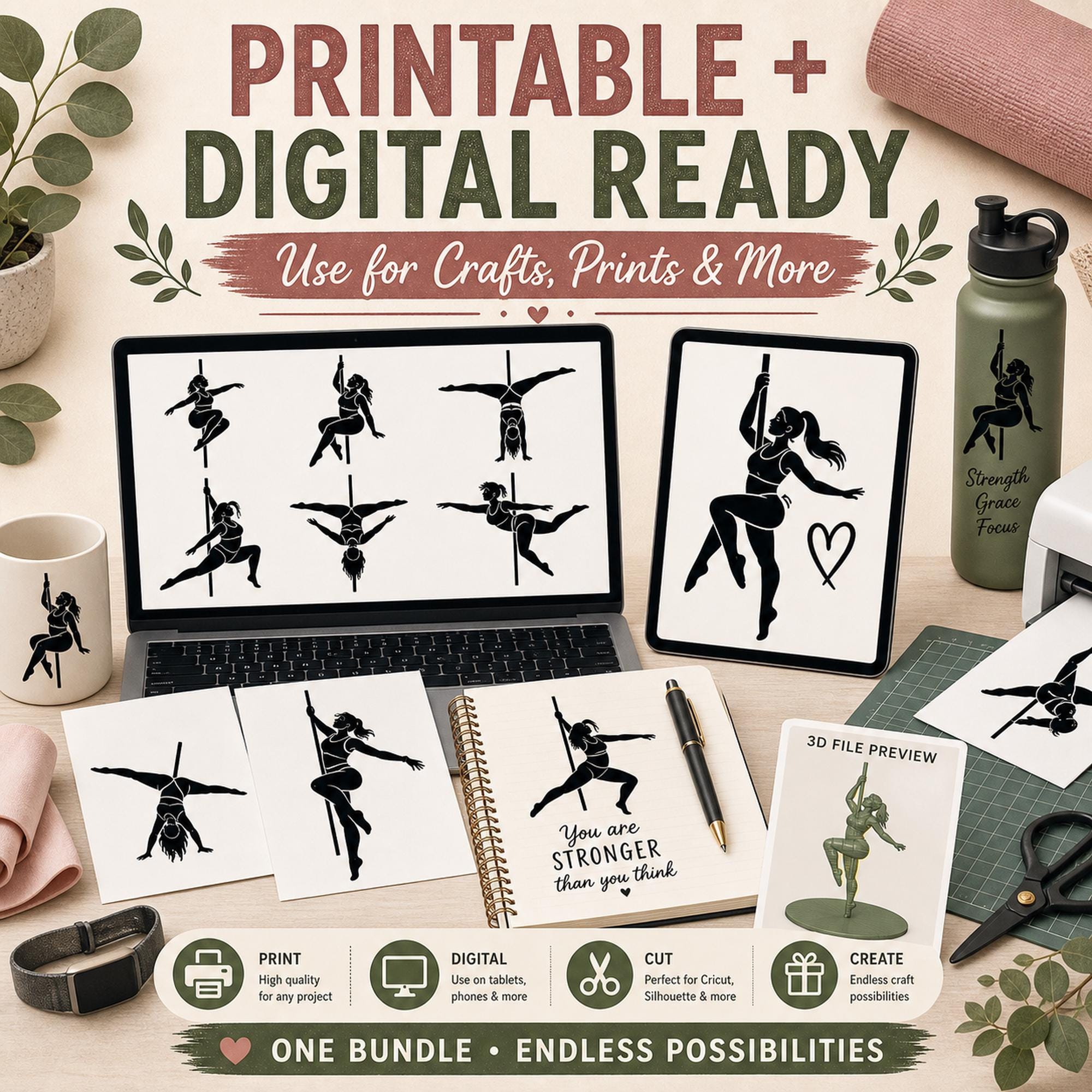 9 Pole Dance SVG Bundle | Fitness Silhouette Png | Pole Dancer Cricut Cut Files | Aer - image 2