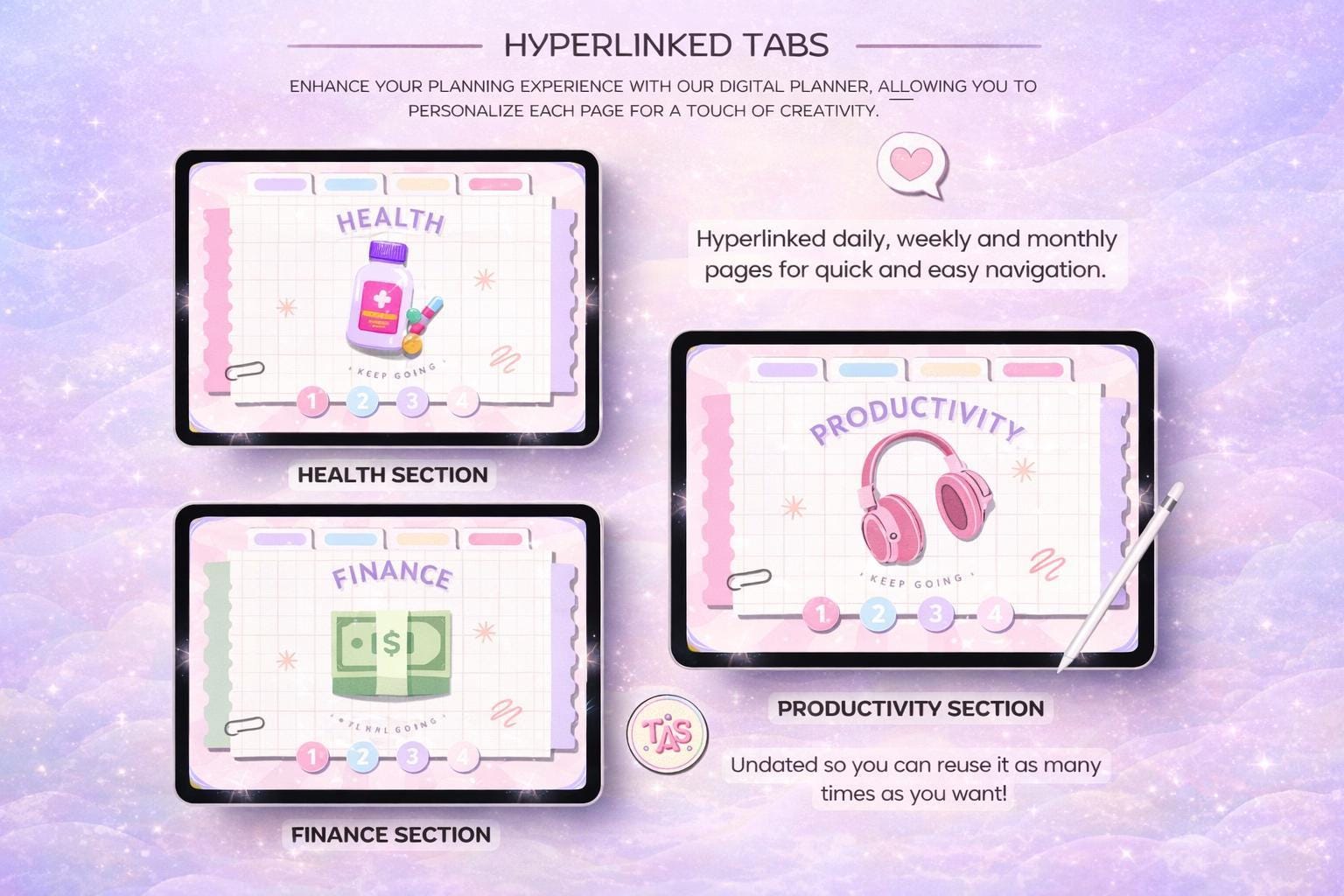 Cute Kawaii Life Planner | Editable Canva and GoodNotes Planner | Digital Health - image 5