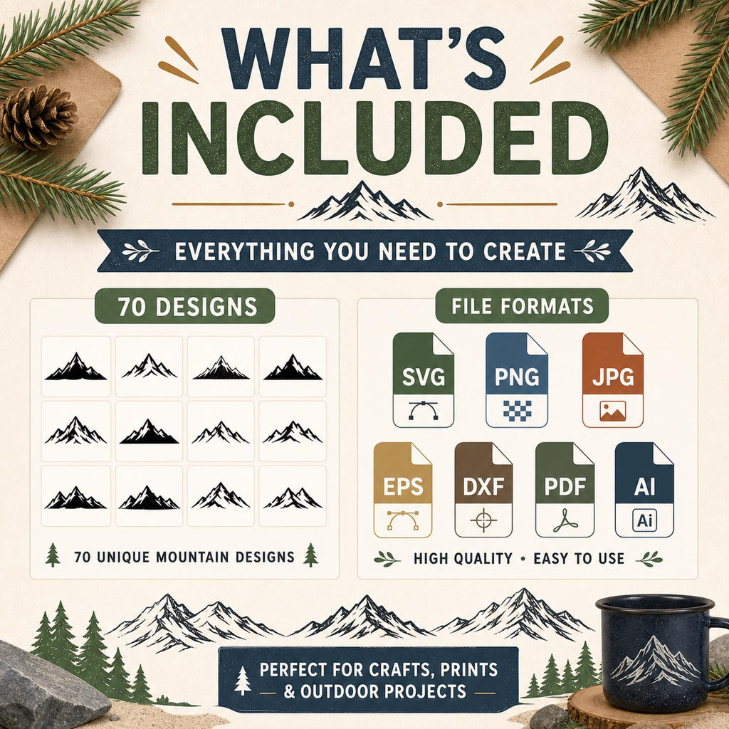 70 Mountain SVG Bundle Silhouette | Peak Designs Cricut Files | Mountain PNG | Forest - image 5