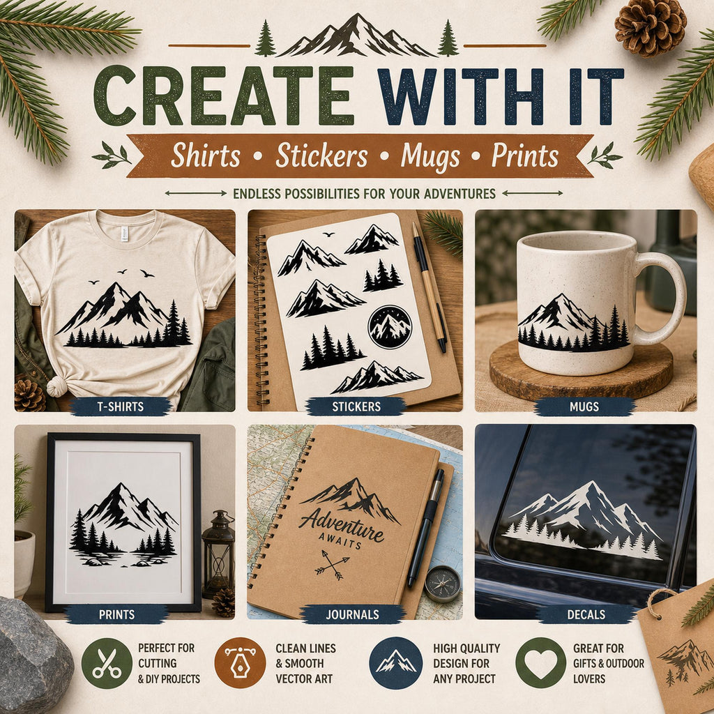 70 Mountain SVG Bundle Silhouette | Peak Designs Cricut Files | Mountain PNG | Forest - image 7