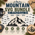 70 Mountain SVG Bundle Silhouette | Peak Designs Cricut Files | Mountain PNG | Forest - image 1