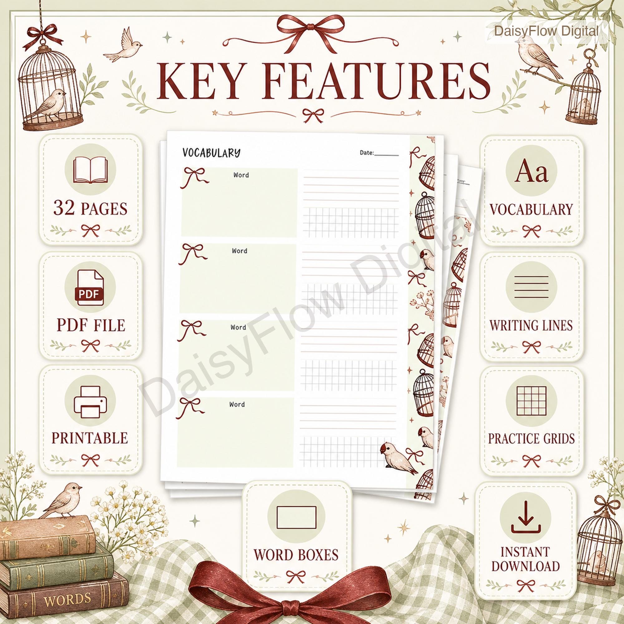 32  Vocabulary Worksheets | Printable Language Journal | Word Study Template | Homesc - image 3